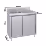 Chiuvetă tip dulap - din oțel inoxidabil ECO - 1,0 m - 1 cuva pe stânga - L 40 x W 40 x D 25 cm