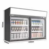 Supermarketin seinään kiinnitettävä pakastehylly - 1450mm - 232 litraa - 2 ovea ja 2 hyllyä - Harmaa