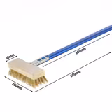 Escova para forno de pizza - 211x699x72mm - Cabo em alumínio anodizado azul & escova em latão & raspador em aço inoxidável AISI 411