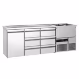 Comptoir de bar réfrigéré PREMIUM - 2500x700mm - 1 porte & 6 tiroirs