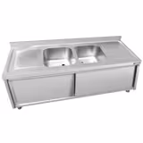 Commercial Sink Cabinet ECO - Stainless Steel - 1800x700 -  2 Bowls Middle