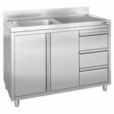 Spülschrank - 1200x600mm - 3 Schubladen - & 1 Becken rechts