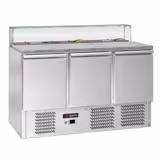 Saladette réfrigérée ECO - 1368mm - 368L - 3 portes - avec vitrine de comptoir pour 8x GN 1/6