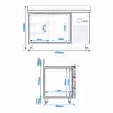 Koelwerkbank PREMIUM - 1400x700mm - met 1 deur - 3 lades - met opstand