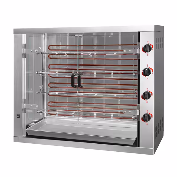 Elektro Hähnchengrill - 19,2 kW - mit 4 Spießen für bis zu 24 Hähnchen