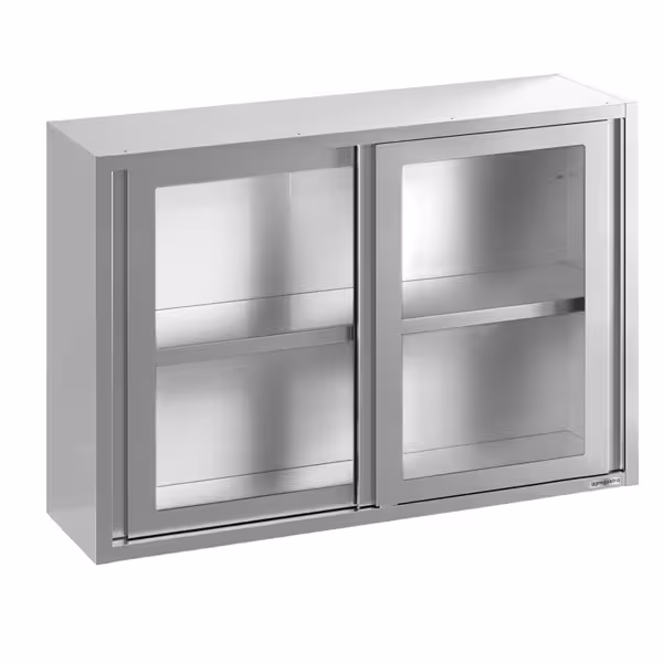 کابینت دیواری استیل - 1800*400 میلیمتر - درب کشویی شیشه ای - 1000 میلیمتر ارتفاع