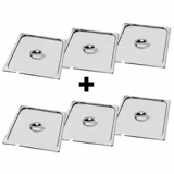 (6 pcs) Stainless Steel GN Lid GN 2/3 - with ladle recess - 353x325x7mm