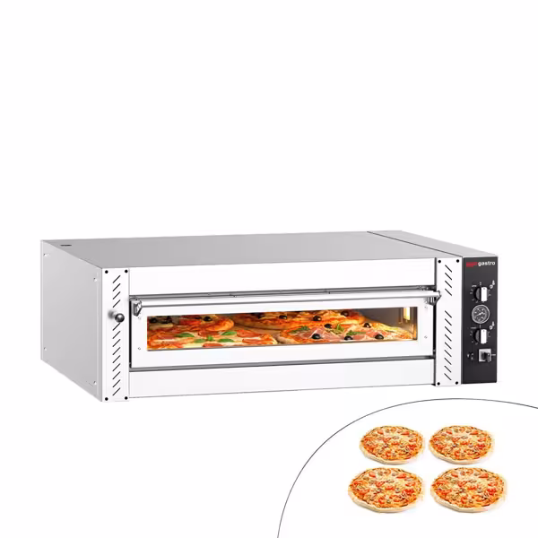 Elektrische pizzaoven (chamotte bakvloer) - 1110x940x385mm - 1 kamer - 1x4 pizza’s Ø34cm - tot 450°C - Handmatig