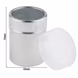 (6 pz) Spolveratore per zucchero a velo e cacao - Acciaio inox - 150ml - Altezza:75mm - con coperchio con sportellino