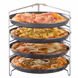 Suporte para bandejas de pizza - 260x250x260mm - Ø280mm - Aço inoxidável - com dobrável & bloqueável - 4 bandejas