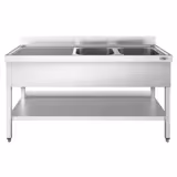 Lavello PREMIUM - 2000x600mm - con ripiano di fondo - con 2 vasche