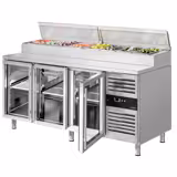 Commercial Refrigerated Prep Table PREMIUM – 1795 mm – 3 Glass Doors – 8x GN 1/3
