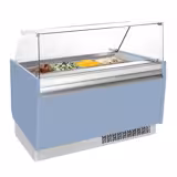 Ice Cream Serve Over Counter | LIAM - 1560mm - with LED lighting - for 13 x 5 litres Napoli pans - Light Blue - Static cooling