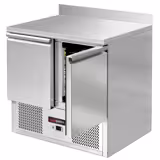 Koelwerkbank ECO - 900x700mm - 1 deur, 2 lades - met spatrand - GN 1/1 - 240 liter, digitale thermostaat, automatische ontdooiing