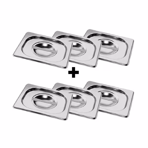 (6 pcs) Stainless Steel GN Lid GN 1/6 - 176x162x7mm