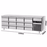 Refrigerated table PREMIUM - 2330x700mm - 12 drawers
