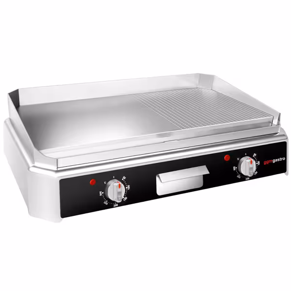 Commercial Electric Griddle Plate ECO - Smooth & Ribbed - 5 kW - 50-300°C - 445 mm Depth