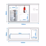 Barkylbänk PREMIUM - 1550x700 mm - 1 dörr & 2 lådor