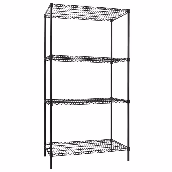 Stalen opbergrek - 900x1800mm - Diepte: 450mm - met 4 legborden (in hoogte verstelbaar) - zwart - Draagvermogen totaal: 180kg