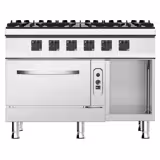 Cocina a gas - 45kW - 6 fuegos - con horno de gas estático - 6kW