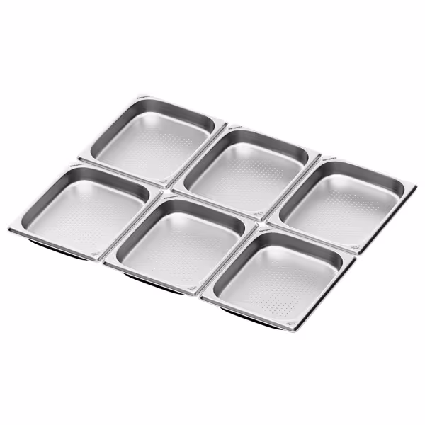 (6 pieces) - Stainless steel GN container 1/2 - perforated - height 40 mm