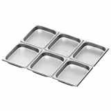 (6 bucăți) Recipiente din oțel inoxidabil GN 1/2 - perforate - înălțime: 40mm