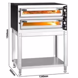 Forno elettrico per pizza - Platea in mattoni refrattari - 1340x900mm - 6+6 pizze Ø35cm - fino a 450°C - Meccanico - incl. Sottotelaio/Supporto