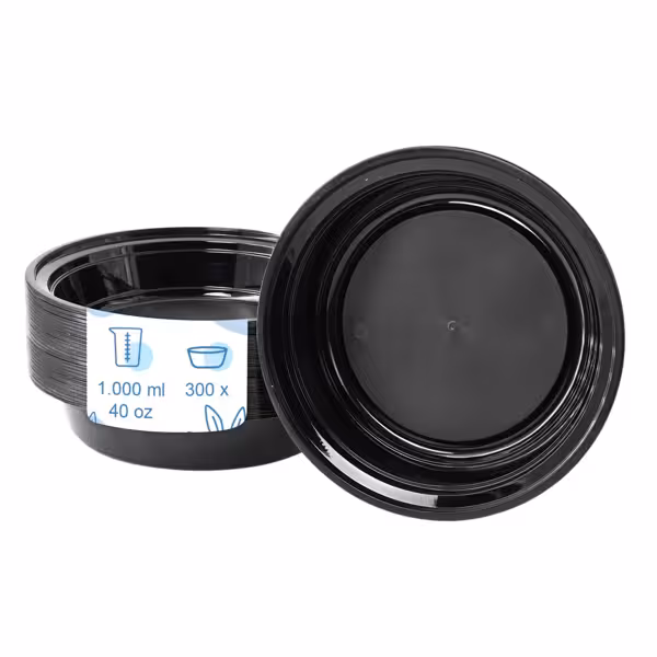 (300 Stück) Mehrwegschale - Polypropylen - 1000ml - rund - Schwarz