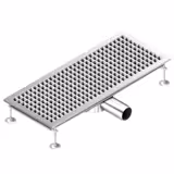 Edelstahl Bodenablauf - 750x300mm - flache Ausführung & seitlicher Ablauf - Ø 70mm