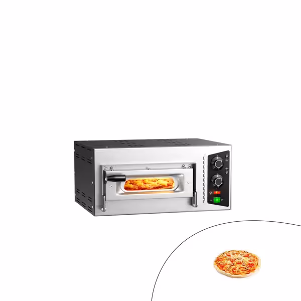 Mini pizza-oven (chamotte bakvloer) - 580x480x270mm - 1 kamer - 1x1 pizza’s Ø35cm - tot 450°C - Handmatig - Stapelbaar
