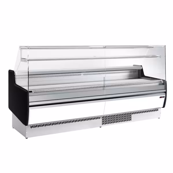 Banco gastronomia professionale - 2560x953mm - Ventilata - 282 L - Vetro dritto - Pannello frontale Bianco - con 1 ripiano