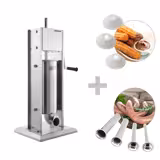Poussoir à saucisses Manuel & Machine à churros - 5 Litres - inox - incl. 4 Embouts à saucisses & 3 Embouts à churros