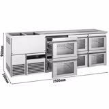 Direct Draw Beer Dispenser / Kegerator PREMIUM - 2500x700mm - 6 Drawers