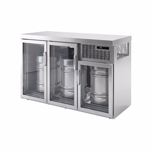 Fasskühler - 3x50 L Fässer - 1600x600mm - mit 3 Glastüren