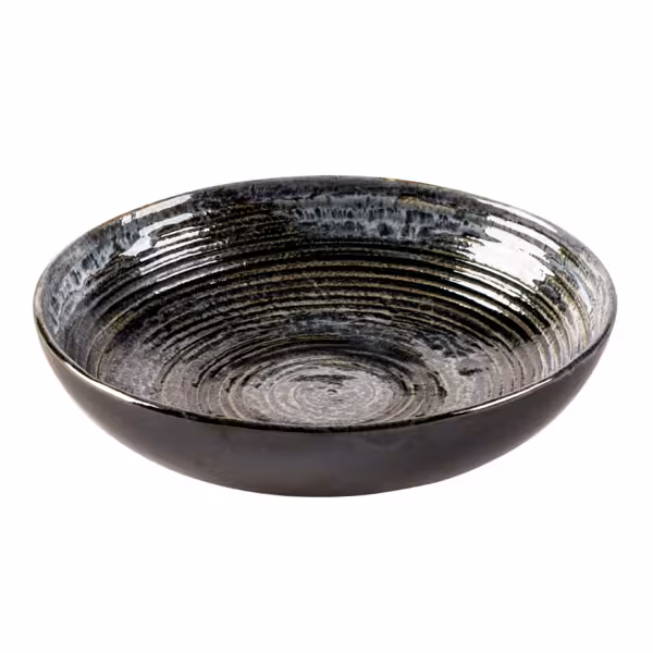 (6 pcs) METALLIC | Deep Plate - Stoneware - Ø220mm - Silver