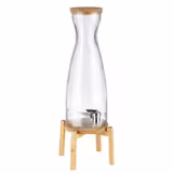 (2-piece set) Commercial Beverage Dispenser -  Stainless-Steel Tap, Bamboo Stand – 4.5 L – Fresh Wood