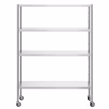 Edelstahlregal PREMIUM - 1400x490mm - mit 4 Ablagen (VERSTELLBAR) - inkl. 4 Rollen