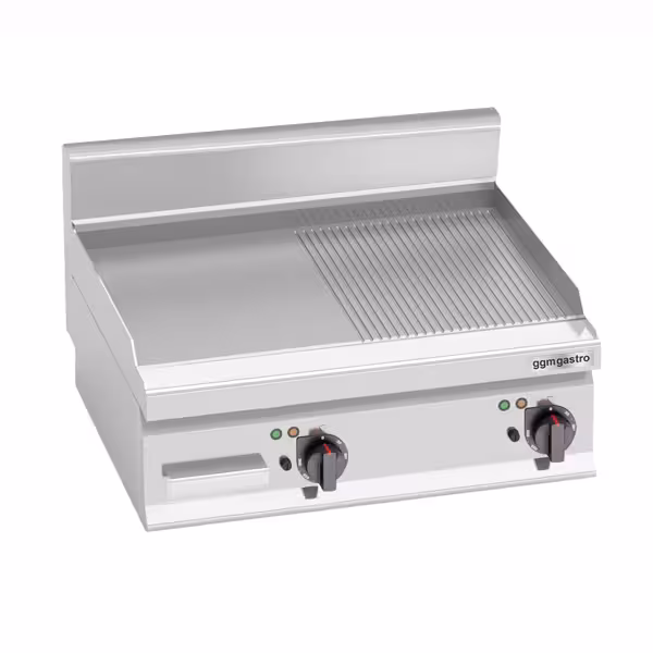 Commercial Electric Griddle - 8.0kW - Smooth/Ribbed Plate (half & half) - Cooking area: 596x430mm