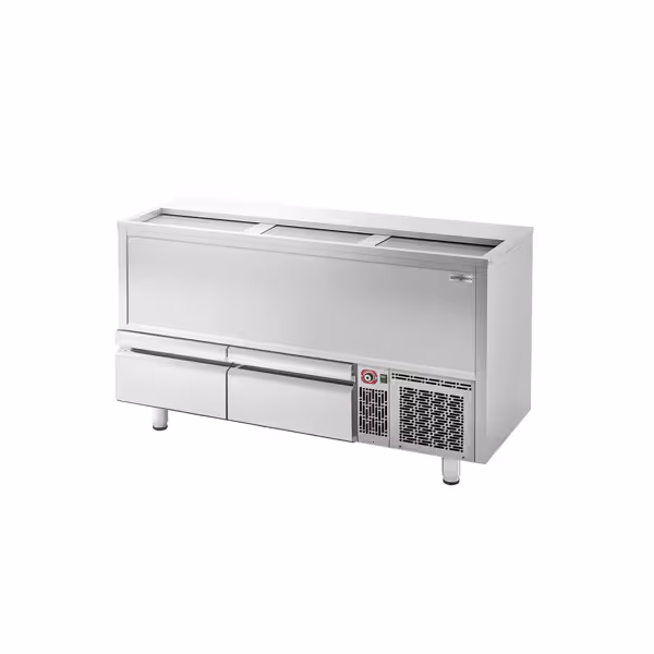 Flessenkoeler bovenlader - RVS - 445L - met 2 lades