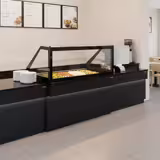 Salata Hazırlık Buzdolabı TORONTO - 1500mm - 1000L - siyah ön panel - 2 kapılı - camlı üstlük ile 4 adet GN 1/1 için - siyah granit çalışma tezgahı - Tropikal 43°C