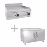 Plancha eléctrica - lisa (9 kW) - incl. Subestructura con 2 puertas