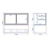 Commercial cake display fridge - 780L - 1610mm - Double glazing - square - black front - with 2 shelves - rear sliding doors - for patisserie - Black