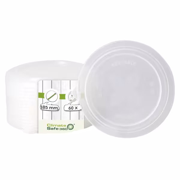 (60 pz) Coperchio riutilizzabile in PP - Ø 185mm - impilabile, lavabile in lavastoviglie - Trasparente - compatibile con Vaschetta Ø185mm