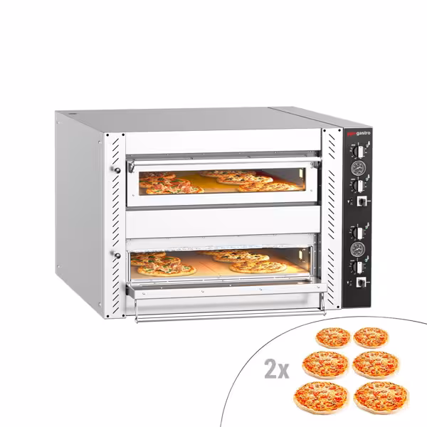 Elektromos pizzakemence - 1010x1150x680 mm - 6+6x Ø 30 cm - max. 450 °C - mechanikus