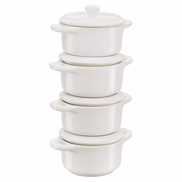 STAUB | CERAMIQUE - Kookpot set van 4 - Ø 100mm - Keramiek - Ivoorwit