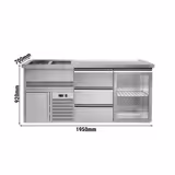 Dozator de bere profesional cu răcire integrată Premium PLUS - 1950x700mm - 1 ușă din sticlă și 3 sertare