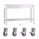 Edelstahl Arbeitstisch PREMIUM - 1200x800mm - mit Grundboden & Rollen