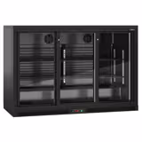 Barkoelkast - 1350mm - 320 Liter - met 3 glazen schuifdeuren - zwart