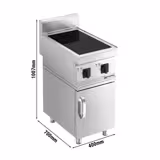 Cuisinière à induction - 7 kW - 2 plaques de cuisson - incl. meuble bas avec 1 porte