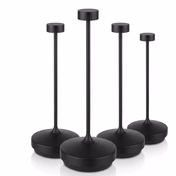 (4 stuks) Tafellamp - NISSRIN Micro - LED - oplaadbaar - draadloos - IP54 - dimbaar in 3 standen - Ø80mm - Zwart